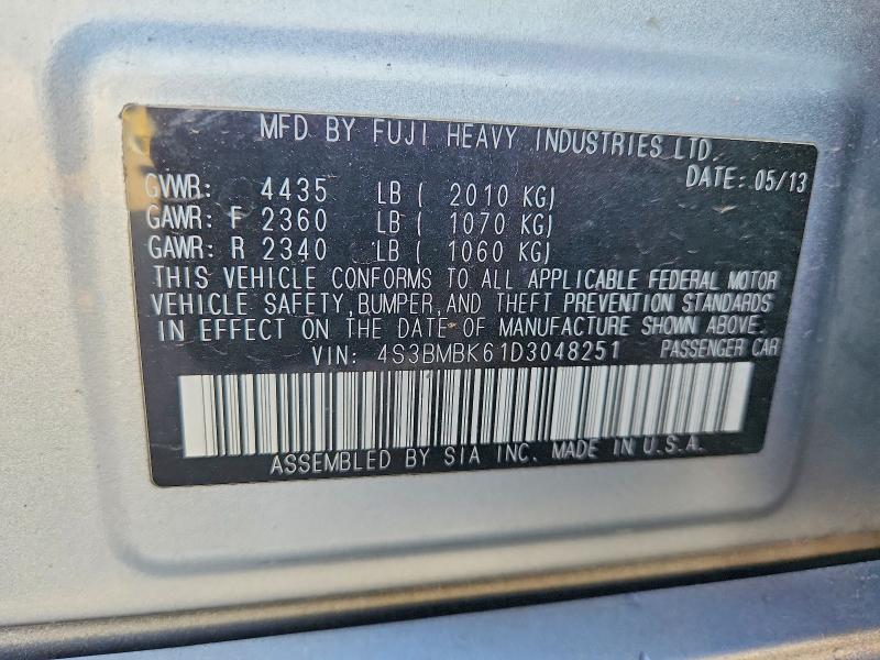 Aukcja sprzedaży 2013 Subaru Legacy, vin: 4S3BMBK61D3048251, numer aukcji: 68362456