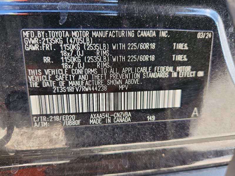 2024 Toyota Rav4 მანქანა იყიდება აუქციონზე, vin: 2T3S1RFV7RW444238, აუქციონის ნომერი: 69402156