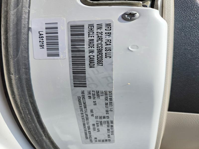 68056636 :رقم المزاد ، 2C4RC1CG9NR203687 vin ، 2022 Chrysler Voyager مزاد بيع