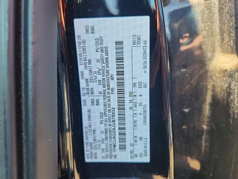 Продаж на аукціоні авто 2018 Ford Escape, vin: 1FMCU9GD9JUB78932, номер лоту: 67145026