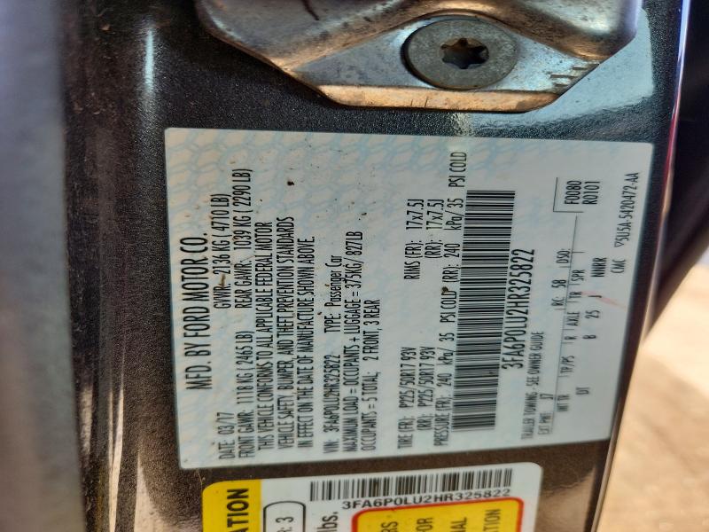 68400466 :رقم المزاد ، 3FA6P0LU2HR325822 vin ، 2017 Ford Fusion مزاد بيع
