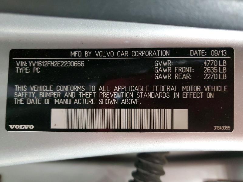 69353446 :رقم المزاد ، YV1612FH2E2290666 vin ، 2014 Volvo S60 مزاد بيع
