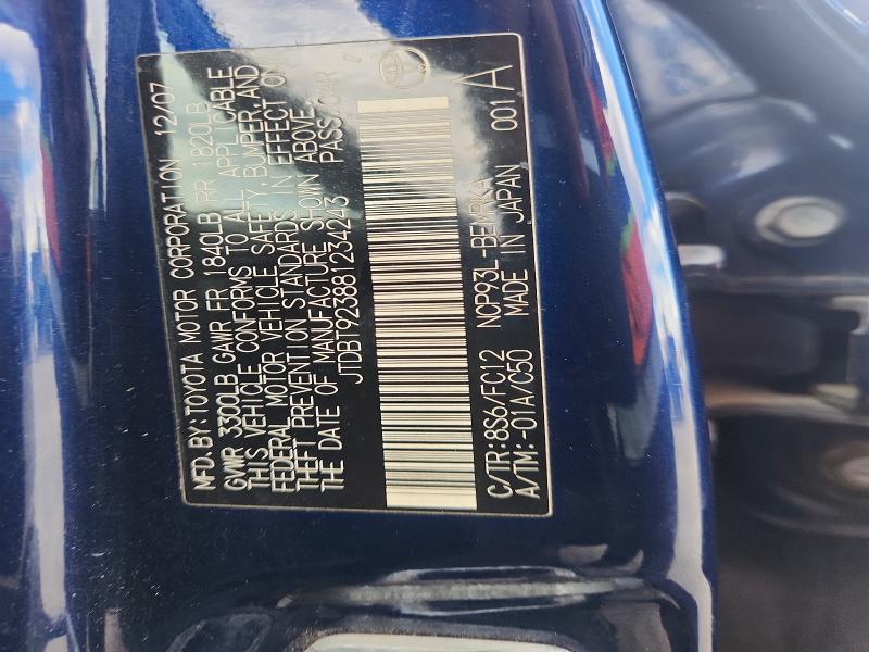 69398896 :رقم المزاد ، JTDBT923881234243 vin ، 2008 Toyota Yaris مزاد بيع