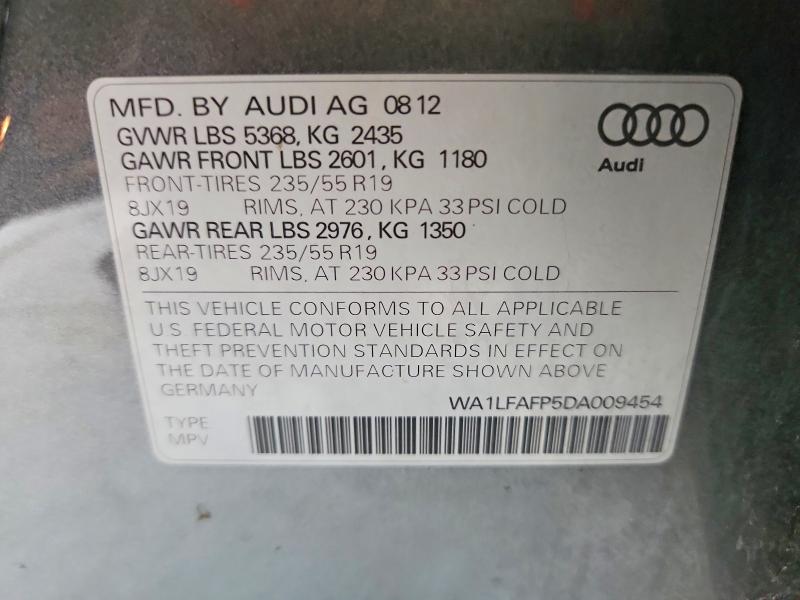 Aukcja sprzedaży 2013 Audi Q5, vin: WA1LFAFP5DA009454, numer aukcji: 69456186