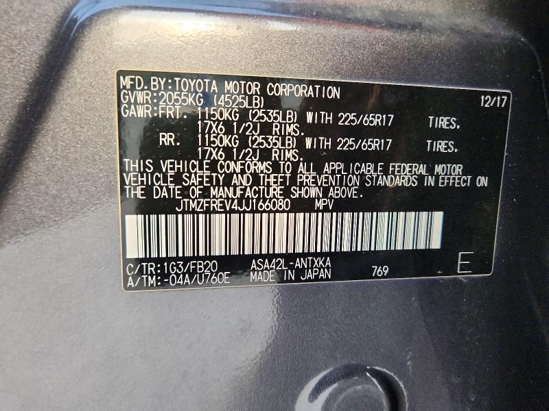 Продажа на аукционе авто 2018 Toyota Rav4, vin: JTMZFREV4JJ166080, номер лота: 70446736