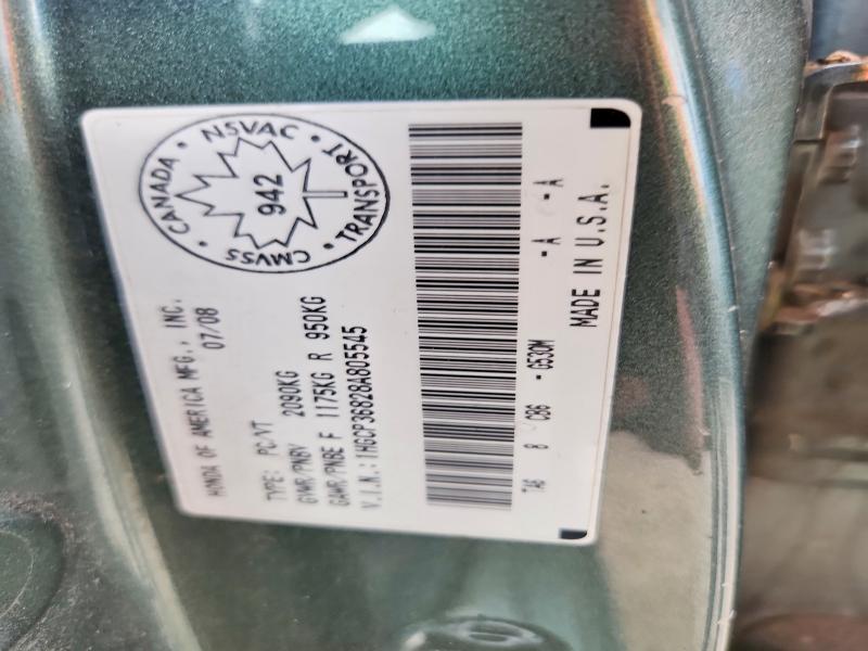 Auction sale of the 2008 Honda Accord, vin: 1HGCP36828A805545, lot number: 67685706