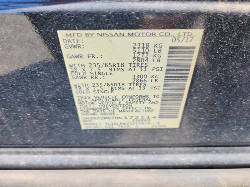 Продажа на аукционе авто 2017 Nissan Murano, vin: 5N1AZ2MG7HN172114, номер лота: 70550056
