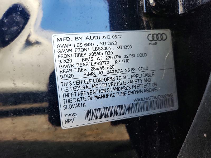 59407796 :رقم المزاد ، WA1LHAF76JD002999 vin ، 2018 Audi Q7 مزاد بيع