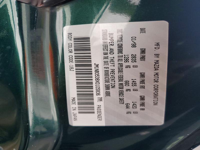 69045456 :رقم المزاد ، JM1NB3538X0105836 vin ، 1999 Mazda Mx-5 Miata مزاد بيع