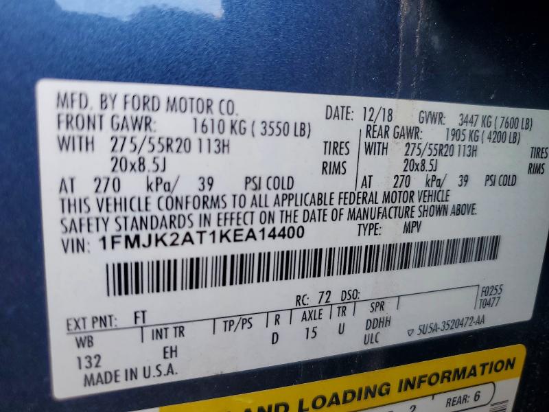 Aukcja sprzedaży 2019 Ford Expedition, vin: 1FMJK2AT1KEA14400, numer aukcji: 68723206