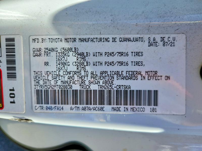 2021 Toyota Tacoma მანქანა იყიდება აუქციონზე, vin: 3TYRX5GN2MT028830, აუქციონის ნომერი: 68642076