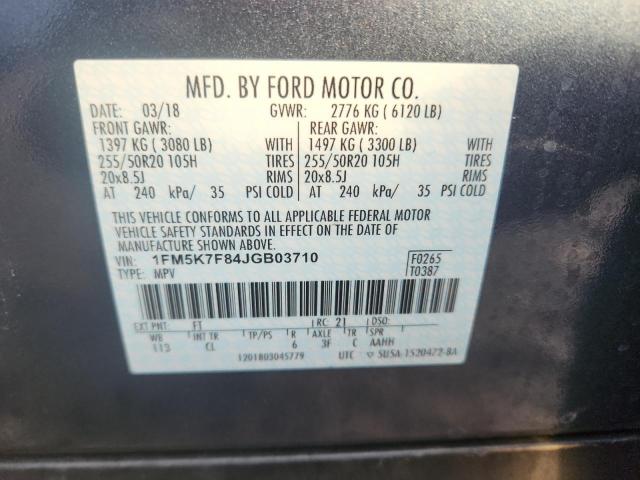 67967136 :رقم المزاد ، 1FM5K7F84JGB03710 vin ، 2018 Ford Explorer مزاد بيع