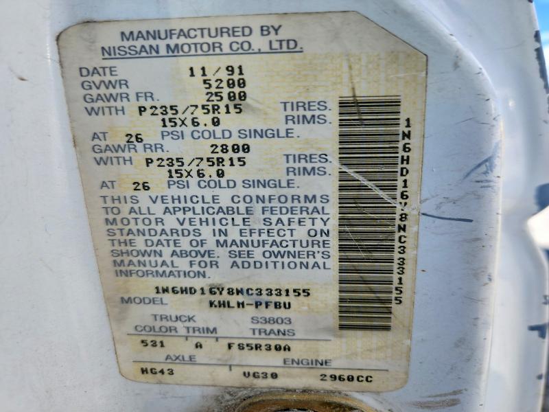 1992 Nissan Truck მანქანა იყიდება აუქციონზე, vin: 1N6HD16Y8NC333155, აუქციონის ნომერი: 70947896