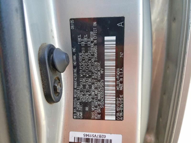 Aukcja sprzedaży 2005 Toyota Sienna, vin: 5TDZA23C05S375879, numer aukcji: 68272856