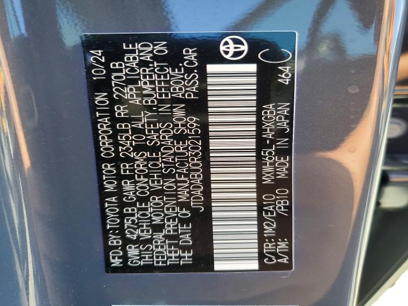 Aukcja sprzedaży 2024 Toyota Prius, vin: JTDADABU0R3021599, numer aukcji: 68307656