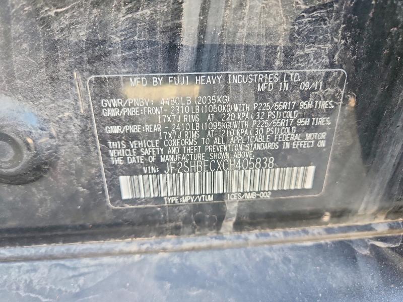 66859586 :رقم المزاد ، JF2SHBECXCH405838 vin ، 2012 Subaru Forester مزاد بيع