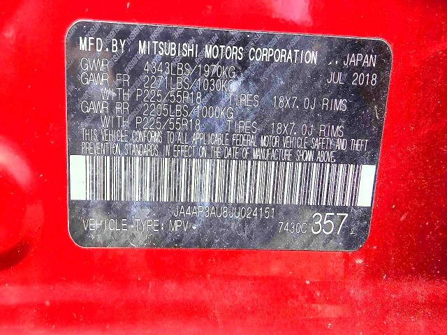 Aukcja sprzedaży 2018 Mitsubishi Outlander Sport, vin: JA4AP3AU8JU024151, numer aukcji: 69942066