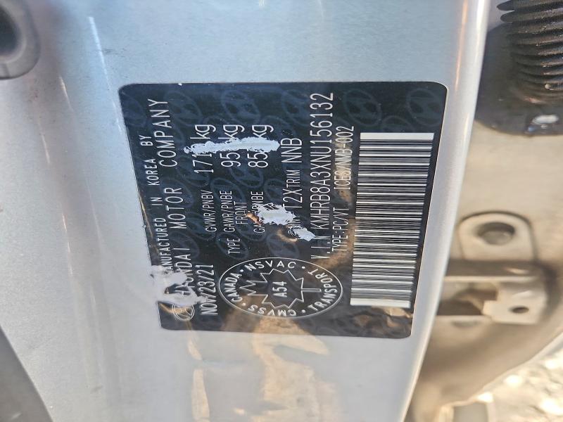 2022 Hyundai Venue მანქანა იყიდება აუქციონზე, vin: KMHRB8A3XNU156132, აუქციონის ნომერი: 68391936