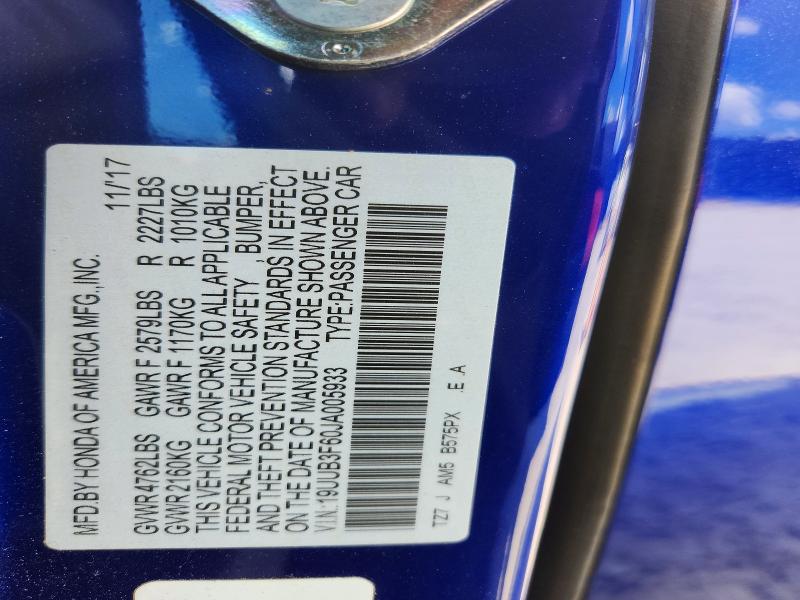 68370716 :رقم المزاد ، 19UUB3F60JA005933 vin ، 2018 Acura Tlx مزاد بيع