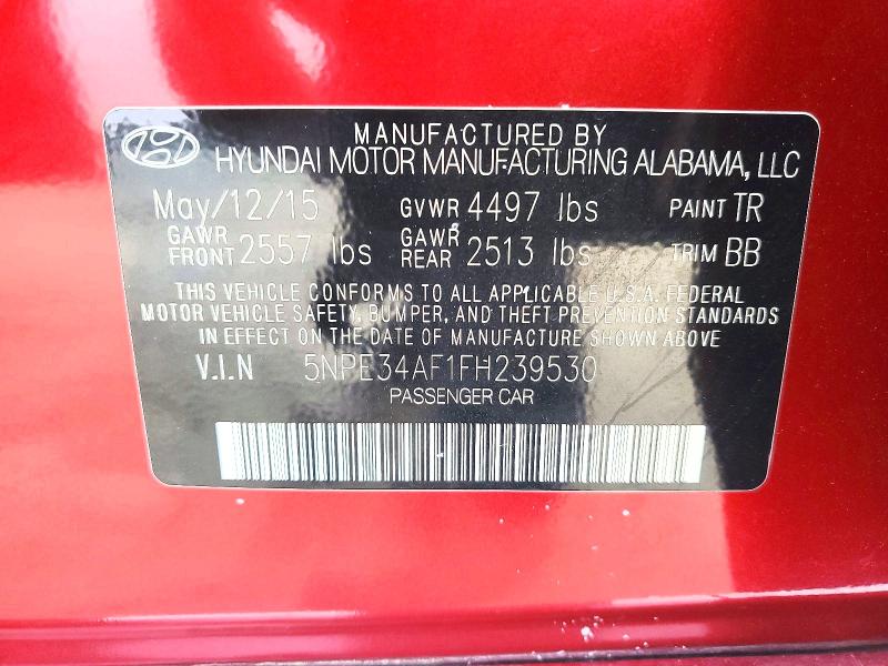 69956796 :رقم المزاد ، 5NPE34AF1FH239530 vin ، 2015 Hyundai Sonata مزاد بيع