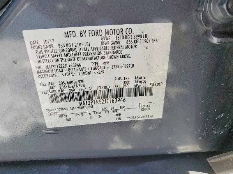 69224186 :رقم المزاد ، MAJ3P1RE2JC163946 vin ، 2018 Ford Ecosport مزاد بيع