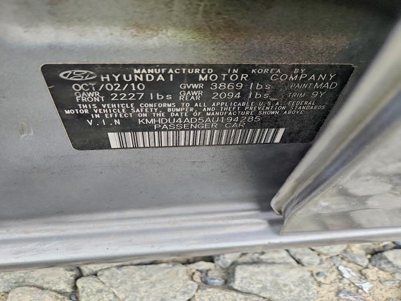 68553366 :رقم المزاد ، KMHDU4AD5AU194285 vin ، 2010 Hyundai Elantra مزاد بيع