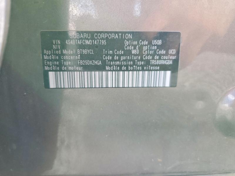 67452836 :رقم المزاد ، 4S4BTAFC9M3147795 vin ، 2021 Subaru Outback مزاد بيع