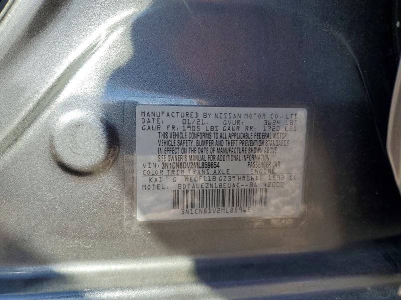 Aukcja sprzedaży 2021 Nissan Versa, vin: 3N1CN8DV2ML859654, numer aukcji: 68094186