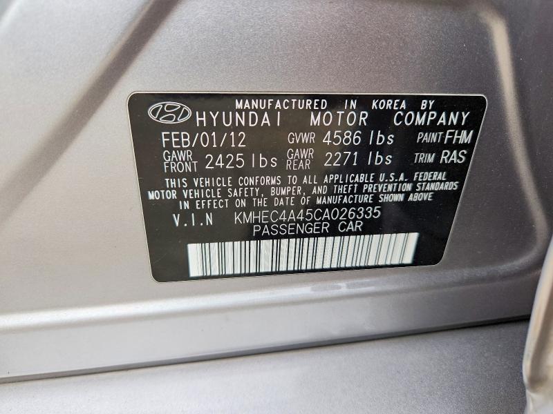 Продаж на аукціоні авто 2012 Hyundai Sonata, vin: KMHEC4A45CA026335, номер лоту: 70800446