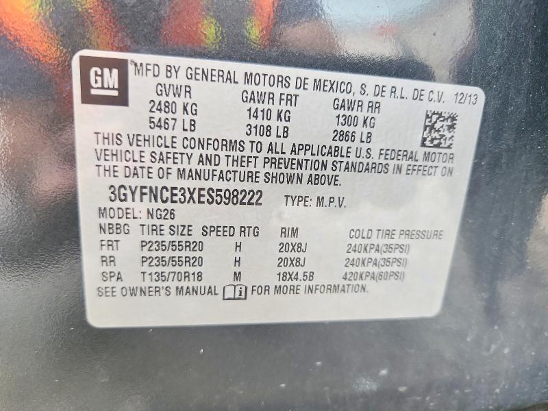 2014 Cadillac Srx მანქანა იყიდება აუქციონზე, vin: 3GYFNCE3XES598222, აუქციონის ნომერი: 67385486
