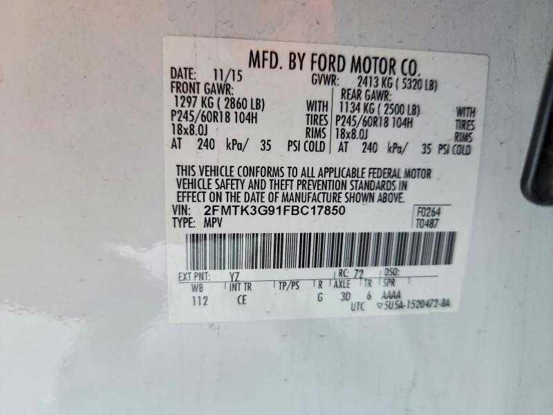 Продаж на аукціоні авто 2015 Ford Edge, vin: 2FMTK3G91FBC17850, номер лоту: 69626706