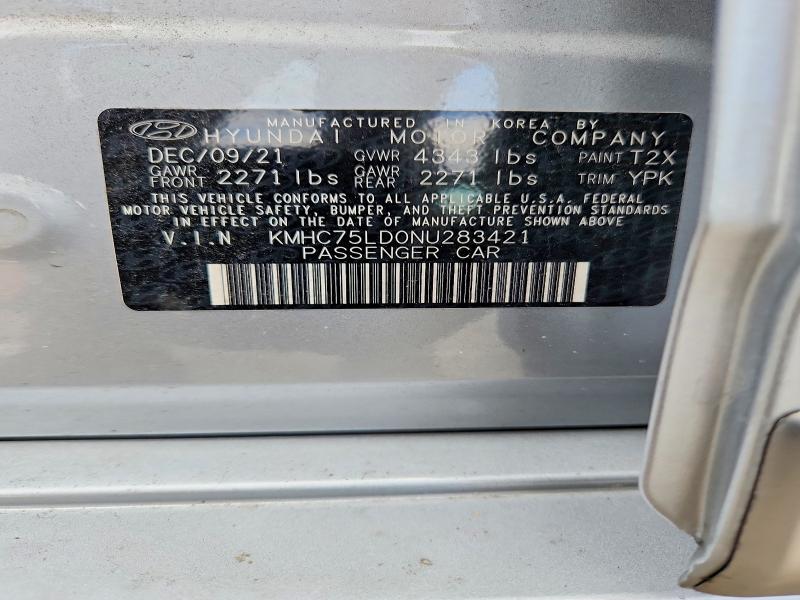 Продажа на аукционе авто 2022 Hyundai Ioniq, vin: KMHC75LD0NU283421, номер лота: 68170376