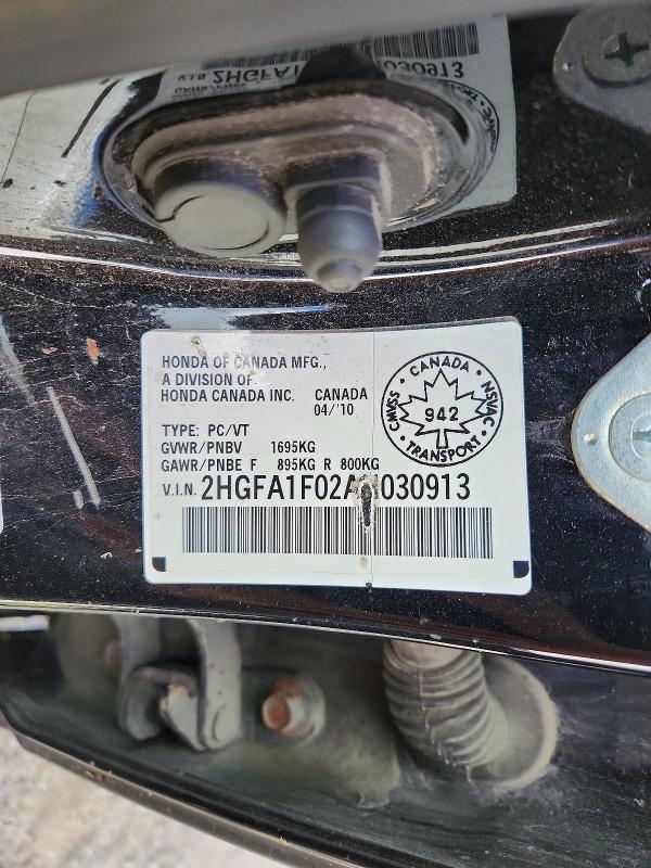 2010 Honda Civic მანქანა იყიდება აუქციონზე, vin: 2HGFA1F02AH030913, აუქციონის ნომერი: 68659836
