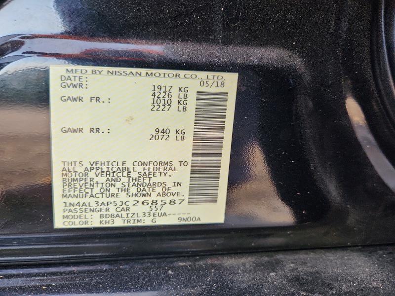Продаж на аукціоні авто 2018 Nissan Altima, vin: 1N4AL3AP5JC268587, номер лоту: 68736256