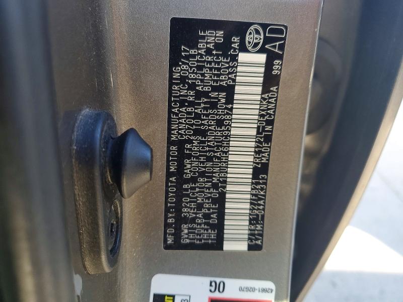 2017 Toyota Corolla მანქანა იყიდება აუქციონზე, vin: 2T1BURHE6HC959874, აუქციონის ნომერი: 68371306