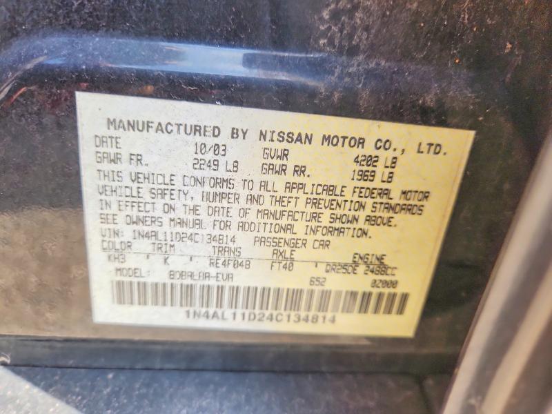 Aukcja sprzedaży 2004 Nissan Altima, vin: 1N4AL11D24C134814, numer aukcji: 67699626