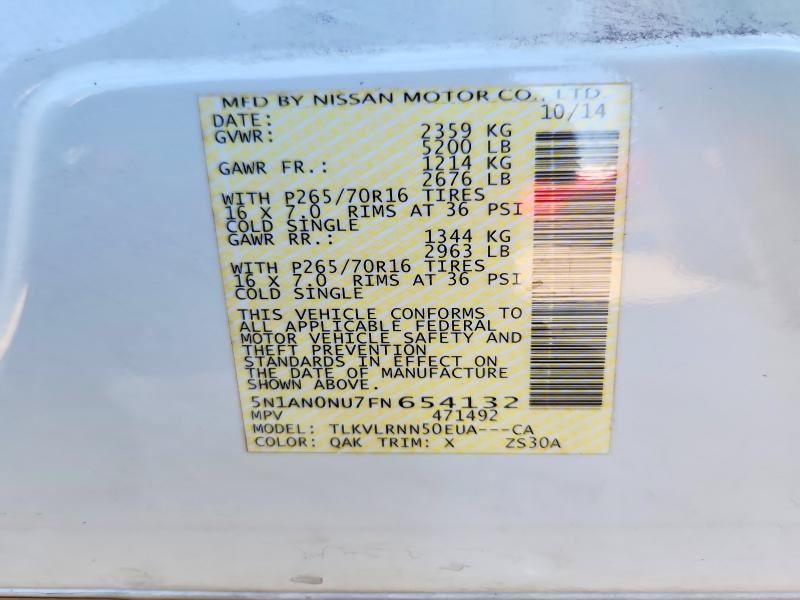 Продажа на аукционе авто 2015 Nissan Xterra, vin: 5N1AN0NU7FN654132, номер лота: 68886846