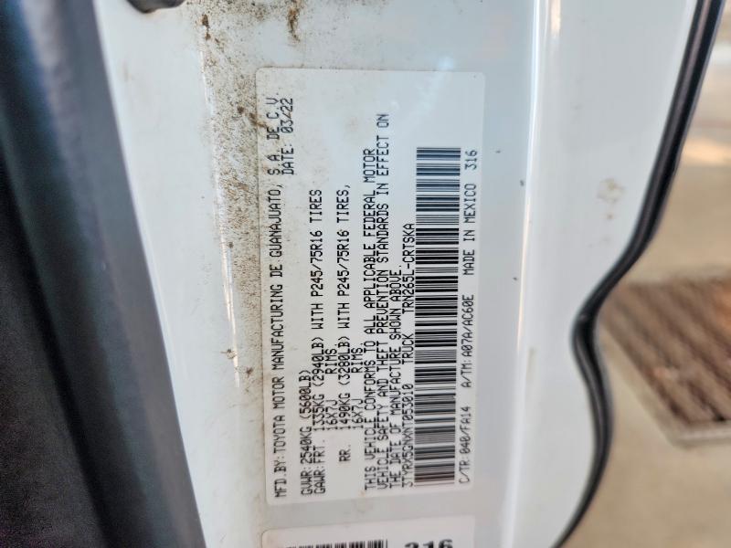 69811776 :رقم المزاد ، 3TYRX5GNXNT053010 vin ، 2022 Toyota Tacoma مزاد بيع