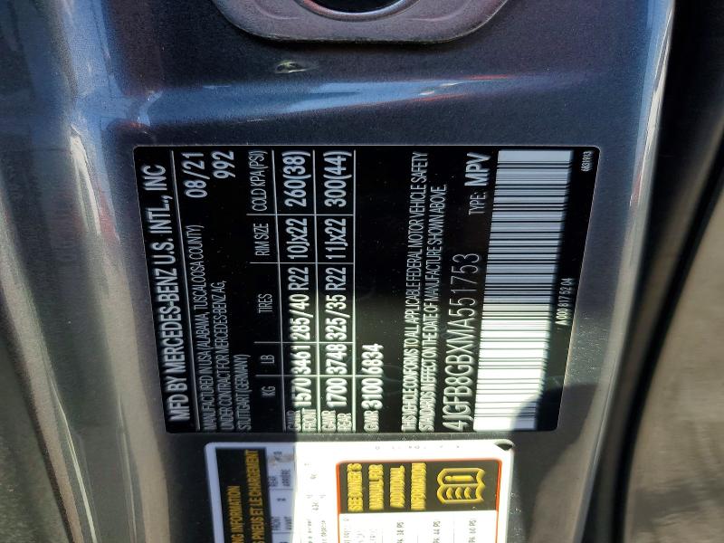 Aukcja sprzedaży 2021 Mercedes-benz Gle, vin: 4JGFB8GBXMA551753, numer aukcji: 68336506