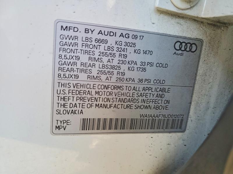 Продажа на аукционе авто 2018 Audi Q7, vin: WA1AAAF76JD012072, номер лота: 68229256