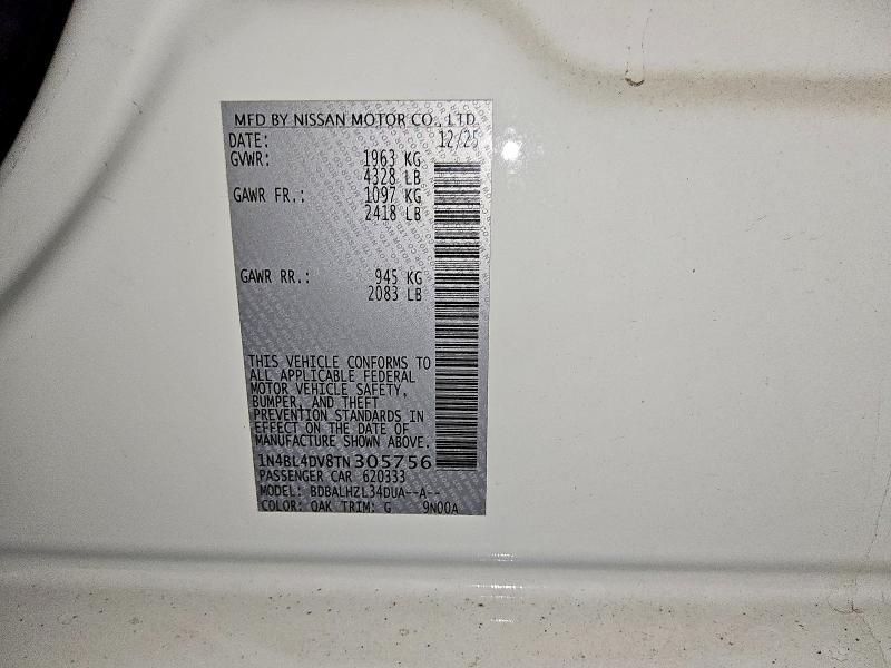 2026 Nissan Altima მანქანა იყიდება აუქციონზე, vin: 1N4BL4DV8TN305756, აუქციონის ნომერი: 69453676
