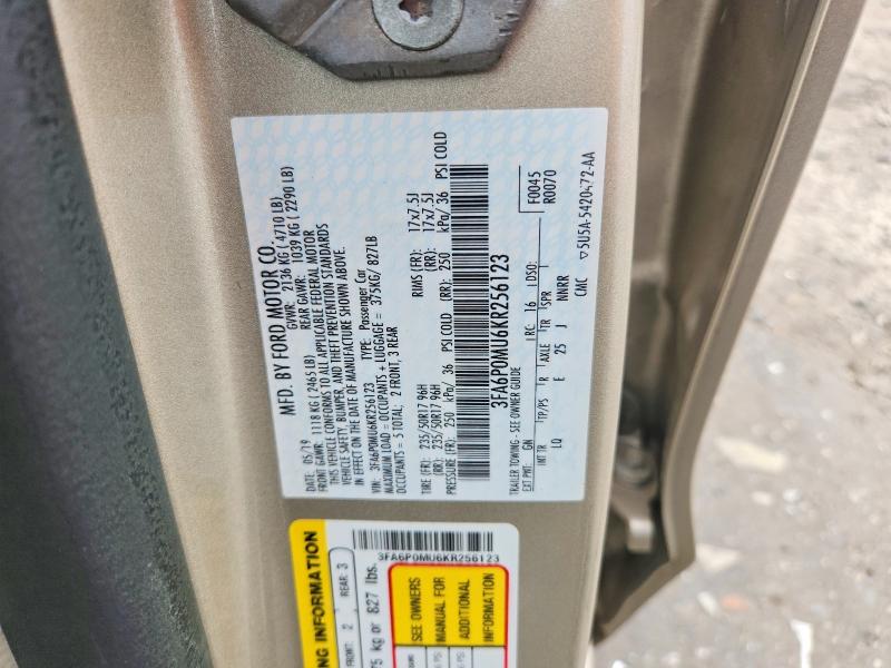 Продаж на аукціоні авто 2019 Ford Fusion, vin: 3FA6P0MU6KR256123, номер лоту: 71008336