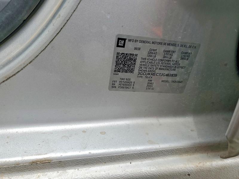 Продаж на аукціоні авто 2018 Chevrolet Silverado, vin: 3GCUKREC7JG468839, номер лоту: 68150456