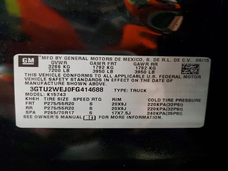 68702336 :رقم المزاد ، 3GTU2WEJ0FG414688 vin ، 2015 Gmc Sierra مزاد بيع