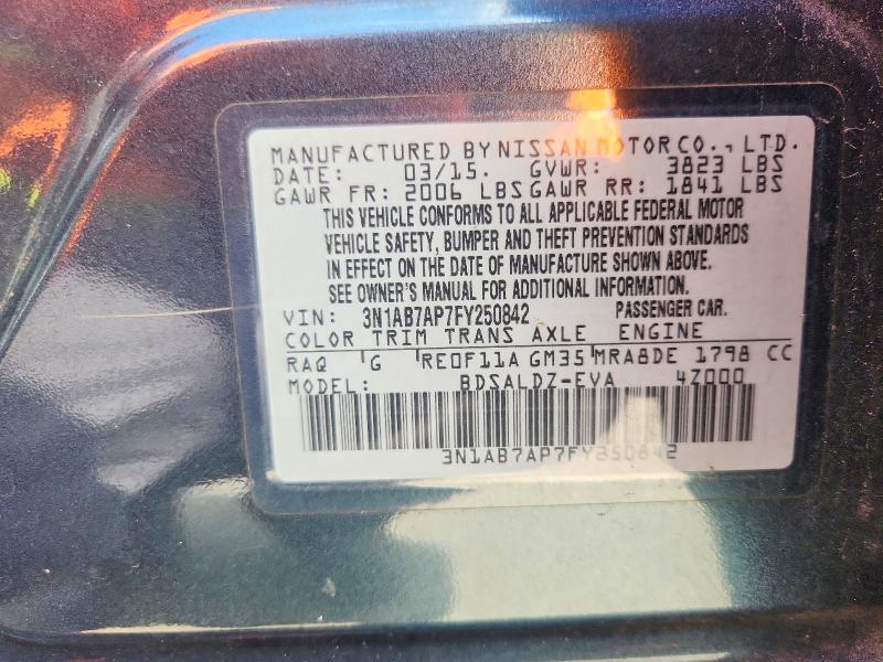 Продажа на аукционе авто 2015 Nissan Sentra, vin: 3N1AB7AP7FY250842, номер лота: 67867286