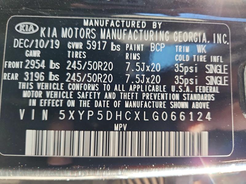 Aukcja sprzedaży 2020 Kia Telluride, vin: 5XYP5DHCXLG066124, numer aukcji: 68871926