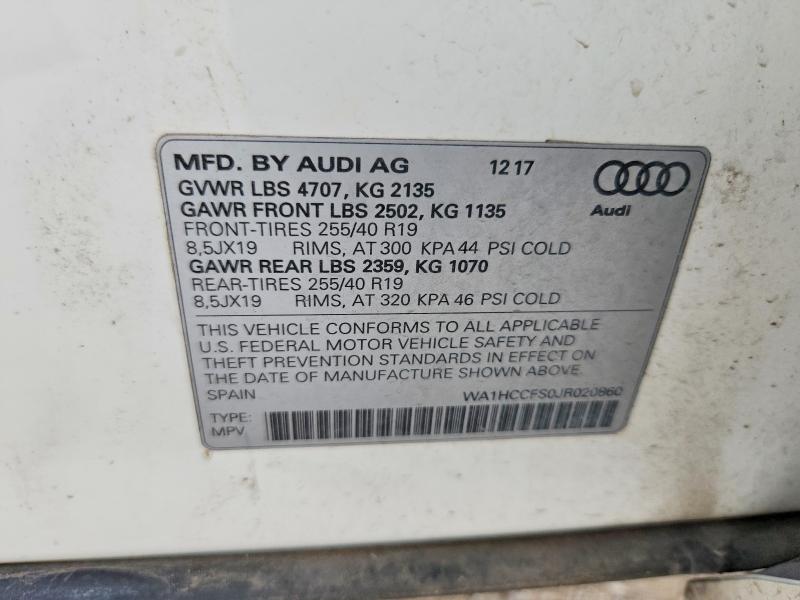 Aukcja sprzedaży 2018 Audi Q3, vin: WA1HCCFS0JR020860, numer aukcji: 69686376