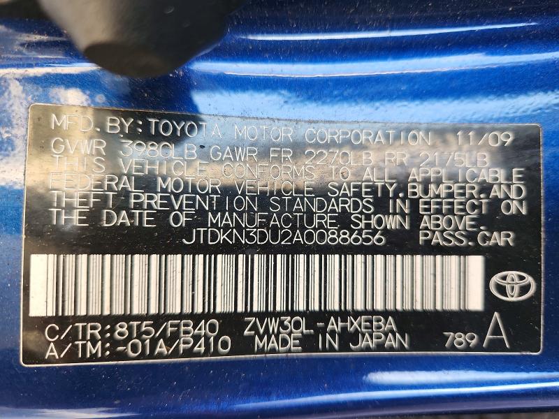 Aukcja sprzedaży 2010 Toyota Prius, vin: JTDKN3DU2A0088656, numer aukcji: 69807916