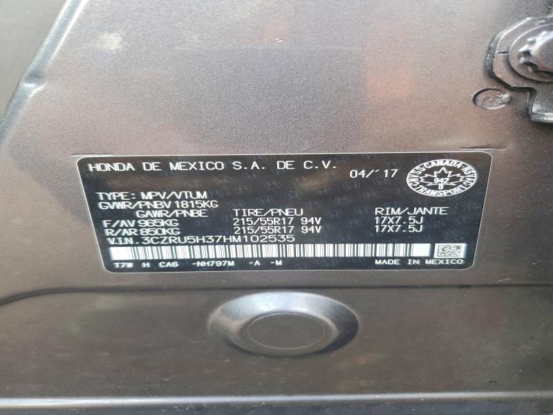 2017 Honda Hr-v მანქანა იყიდება აუქციონზე, vin: 3CZRU5H37HM102535, აუქციონის ნომერი: 67522946
