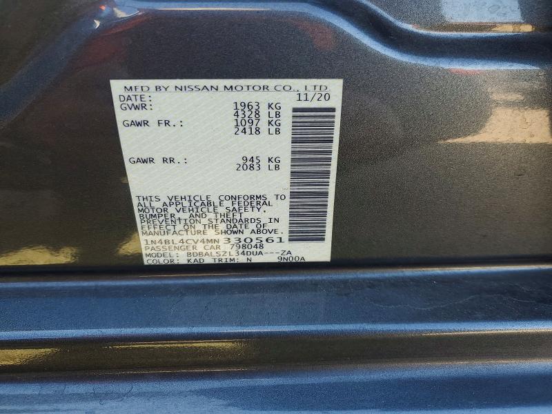 Auction sale of the 2021 Nissan Altima, vin: 1N4BL4CV4MN330561, lot number: 67359606